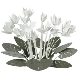 Dekorativer Tafelaufsatz Ciclamino Ø38 cm aus Eisen, Salbeigrün und Weiß, modernes Blumendesign für Tisch oder Wohnzimmer, hergestellt in Italien