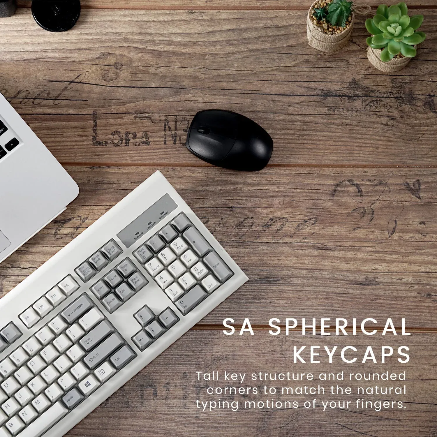 PERIBOARD-106 M - Klassische Retro-Standardtastatur Grau/Weiß