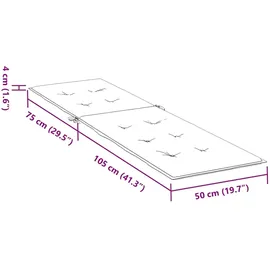 vidaXL Gartenliege Liegestuhl mit Fußstütze und Auflage 1 St.  Akazie Massivholz  Cremeweiß