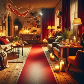 Boland Roter Teppich Partydekoration VIP 450x60cm Glitter Glamour - Rot