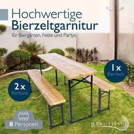 Beautissu Bierzeltgarnitur klappbar Holz BT22, 170x46cm
