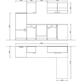 Respekta Winkelküche Hamm L-Form 280 x 172 cm L-Form E-Geräte schwarz/weiß