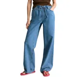 Marc O'Polo Weite Jeans MARC O'POLO DENIM "Model Tomm wide mit elastischem Bund", Damen, Gr. 28, Länge 30, blau (medium blau), Obermaterial: 100% Baumwolle, weit lang, Jeans