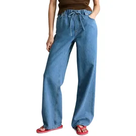 Marc O'Polo Weite Jeans MARC O'POLO DENIM "Model Tomm wide mit elastischem Bund", Damen, Gr. 28, Länge 30, blau (medium blau), Obermaterial: 100% Baumwolle, weit lang, Jeans