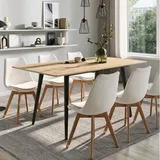 home collective Esstisch ausziehbar 120-160 x 75 x 80 cm Eiche hell