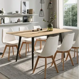 home collective Esstisch ausziehbar 120-160 x 75 x 80 cm Eiche hell