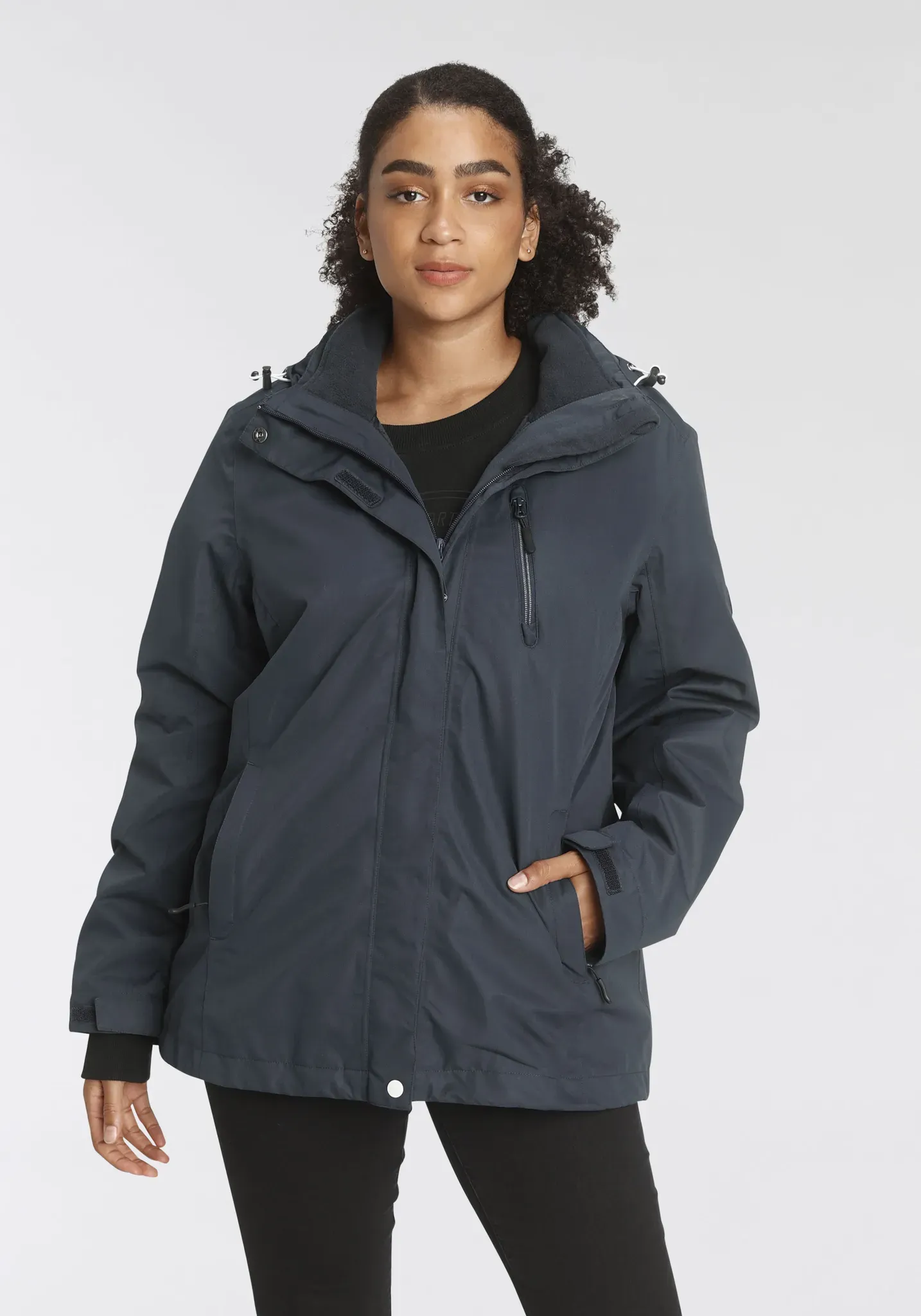 3-in-1-Funktionsjacke POLARINO Gr. 52, blau (marine) Damen Jacken Außenjacke: 3.000mm Wassersäule, wind- & wasserdicht, atmungsaktiv