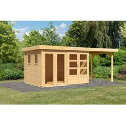 KARIBU Gartenhaus »Lahar 5«, BxHxT: 556 x 211 x 242 cm (Außenmaße inkl. Dachüberstand), Wandstärke 19 mm - braun
