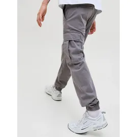 JACK & JONES "JPSTKANE JJJONNIE CUFFED CARGO", Herren, Gr. 29, Länge 34, grau (castlerock), Web, Obermaterial: 98% Baumwolle, 2% Elasthan, unifarben, loose fit knöchellang, Hosen Cargohose