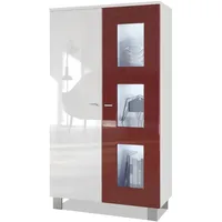 Vladon Vitrine, Bordeaux, 71x129x35 cm, Wohnzimmer, Wohnwände, Vitrinenschränke
