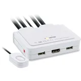 InLine KVM Switch, 2-fach, USB-C + HDMI zu HDMI, 4K, mit Audio, integr. Kabel