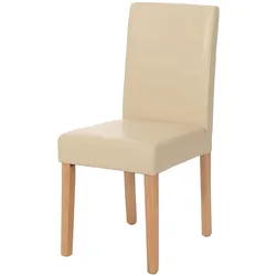 Esszimmerstuhl Littau, Küchenstuhl Stuhl, Kunstleder ~ creme, helle Beine