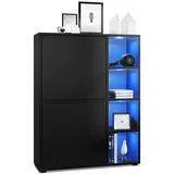 Vladon Highboard 79 x 105,5 x 35,5 cm Schwarz matt