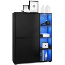 Vladon Highboard 79 x 105,5 x 35,5 cm Schwarz matt