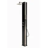 HAF Solardusche Ideal Solar Gartendusche KUBA V2A Solardusche 25L Schwarze Glasfront (Pooldusche mit Einhebelmischer, Mit 25L Solartank aus Aluminium), WPC Bodenplatte separat erhältlich Kuba