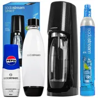 Wassersprudler SodaStream Easy Black + 1 Flasche, Schwarz, 1L + Pepsi Sirup 440ml - Schwarz