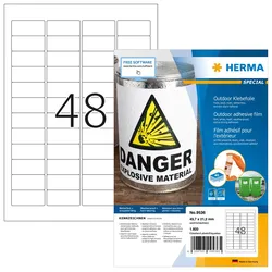 HERMA 9536, Weiß, Rechteck, A4, Universal, Polyethylen, Matte