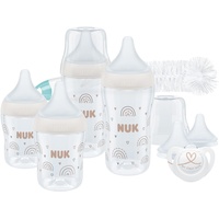 NUK Perfect Match Start Babyflaschenset | Ab 0 Monate | Passt sich dem Baby an | 4 Anti-Kolik-Babyflaschen, Schnuller, Flaschenbürste und mehr | BPA-frei | 9 Stück