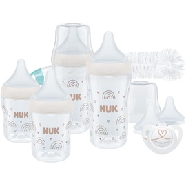 NUK Perfect Match Start Babyflaschenset | Ab 0 Monate | Passt sich dem Baby an | 4 Anti-Kolik-Babyflaschen, Schnuller, Flaschenbürste und mehr | BPA-frei | 9 Stück