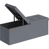 Songmics Sitzbank mit Stauraum Samt schiefergrau 38 x 110 x 38 cm