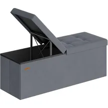Songmics Sitzbank mit Stauraum Samt schiefergrau 38 x 110 x 38 cm