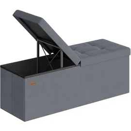 Songmics Sitzbank mit Stauraum Samt schiefergrau 38 x 110 x 38 cm
