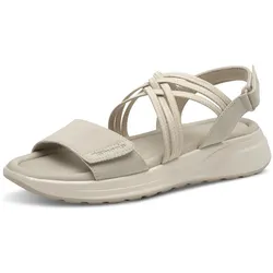 Keilsandalette TAMARIS, Damen, Gr. 36, grau, Lederimitat, Textil, casual, Schuhe, Plateau, Bequemschuh, Sandale mit elastischen, überkreuzten Riemchen