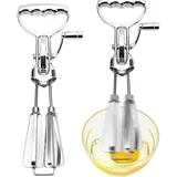 Handmixer Ohne Strom, Handrührgerät aus Edelstahl, HandkurbelEiSchläger, Dopp...