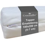 Crownmiller Topperbezug 180x200 cm für Topper Von 5-7cm, Microfaser, 60°C waschbar, 3-seitiger Reißverschluss, OEKOTex, Topperersatzbezug