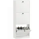 Homcom Schuhschrank Weiß Holzwerkstoff, 47x120x26 cm, Garderobe, Schuhaufbewahrung, Schuhkipper