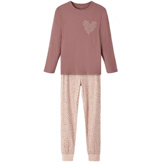 NAME IT Mädchen Nkfnightset Rose Taupe Leo Noos Schlafanzug, Rose Taupe, 110-116 EU - 110-116