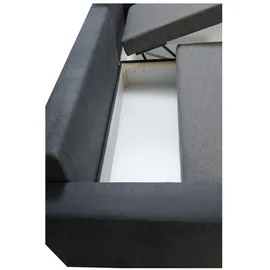 Fun Möbel Ecksofa Sofa NORA mit Schlaffunktion Grau / Grünbraun Ottomane Rechts - Schwarz