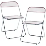 [en.casa] Stühle, Pornainen 2er Set Rosa, transparent