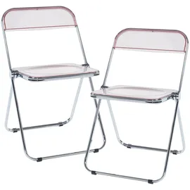 [en.casa] Stühle, Pornainen 2er Set Rosa, transparent