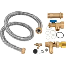 Bosch Anschluss-Set 8718584539 mit KFE-Hahn, Edelstahl-Wellrohr, Kappenventil, für Ausdehnungsgefäß