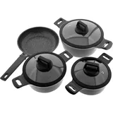 Mulex Kochgeschirr Set 7tlg Topfset Koch-/Braten-Topf-Set Induktion Kochtopfset Aluminium