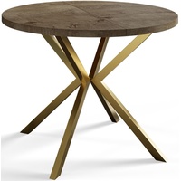 Runder Esszimmertisch LOFT LITE, ausziehbarer Tisch Durchmesser: 120 cm/200 cm, Wohnzimmertisch Farbe: Grau, mit Metallbeinen in Farbe Gold