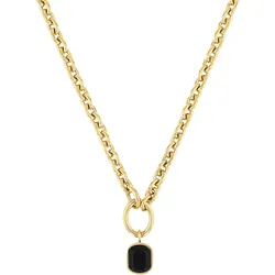 s.Oliver Damen Halskette 2038858 Edelstahl gelbgold IP Anhänger Achat