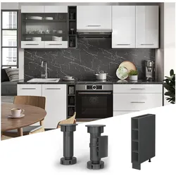 Vicco Regalunterschrank Küchenschrank Küchenmöbel Fame-Line Anthrazit 15 cm modern Küche Unterschrank Einbauküche Einlegeboden Küchenzeile Regal Aufbewahrung