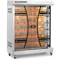 Elektrischer Hähnchengrill - 6 Spieße für 36 Hähnchen - mit Beleuchtung und Rädern - Royal Catering RC-RT-02