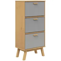 VidaXL Schuhschrank OLDEN Grau und Braun 55x35x120cm Massivholz Kiefer