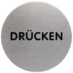 DURABLE Piktogramm Edelstahl DRÜCKEN Ø 65 mm