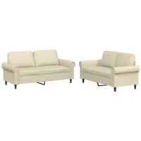 VidaXL 2-tlg. Sofagarnitur mit Kissen Creme Kunstleder