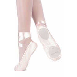 tanzmuster Ballettschuhe Sandy aus Satin mit geteilter Ledersohle Tanzschuh Ballettschläppchen mit Satinband zum Binden für Mädchen rosa 22