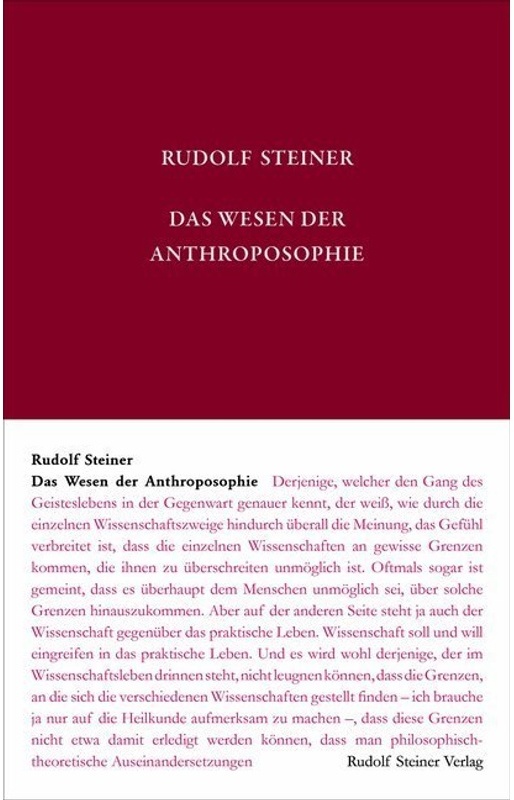 Rudolf Steiner Gesamtausgabe / 080A / Das Wesen Der Anthroposophie - Rudolf Steiner, Leinen