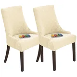 Xiyocadt 2er Set Hussen für Stühle, Wasserdichtes Stretch Stuhlhussen, Universal Stuhlbezug, Abnehmbare Stuhlüberzug für Esszimmer Küche Bankett Hochzeit (Beige)