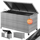 CASARIA Auflagenbox Poly Rattan Rollbar Garten Box Grau