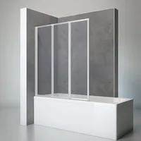 Schulte Badewannenfaltwand 3-teilig, 127 x 140 cm, Kunstglas Softline hell, Alu-Natur - Grau