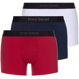 bruno banani Herren Boxershorts, Vorteilspack - Energy Cotton, Baumwolle, einfarbig mit schwarzem Bund rot/blau/weiß L