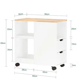 SoBuy Druckertisch 30x60x60 cm Weiß